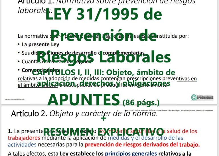 Apuntes De La Ley De Prevención De Riesgos Laborales 311995 De 8 De Noviembre 86 Páginas 6893