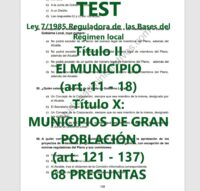 TEST Ley de Bases del Régimen Local